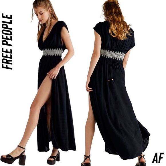 FREE PEOPLE DEVON MAXI DRESS NEW SMALL IN BLACK - Picture 1 of 8